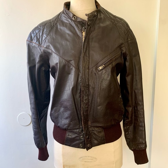 Jackets & Blazers - Vintage Leather Bomber cafe Racer Jacket